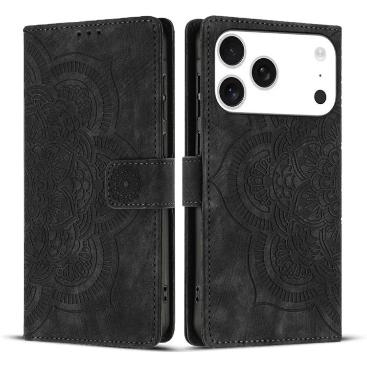 Mandala Embossed Retro Frosted Leather Phone Case, For iPhone 17e / 16e, For iPhone 17 Pro Max, For iPhone 17 Pro, For iPhone 17