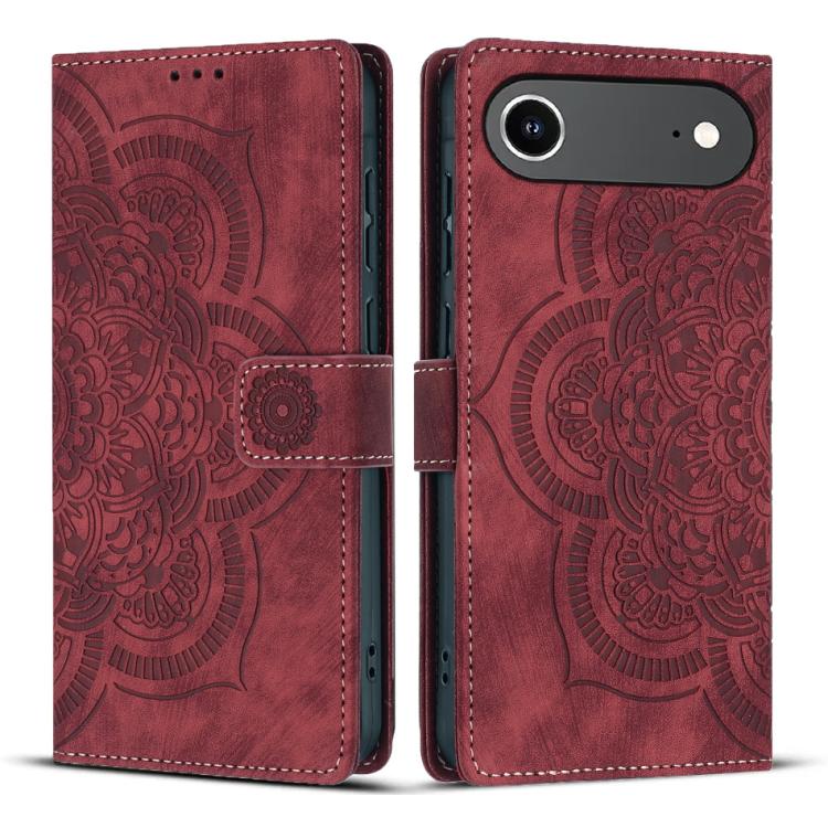 Mandala Embossed Retro Frosted Leather Phone Case, For iPhone Air, For iPhone 16 Pro Max, For iPhone 16 Pro, For iPhone 16 Plus