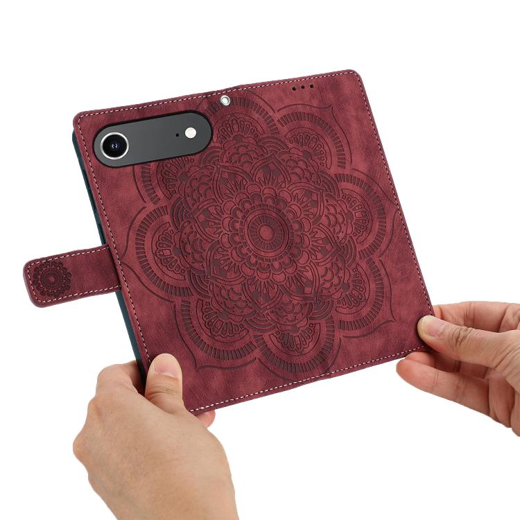 Mandala Embossed Retro Frosted Leather Phone Case, For iPhone Air, For iPhone 16 Pro Max, For iPhone 16 Pro, For iPhone 16 Plus