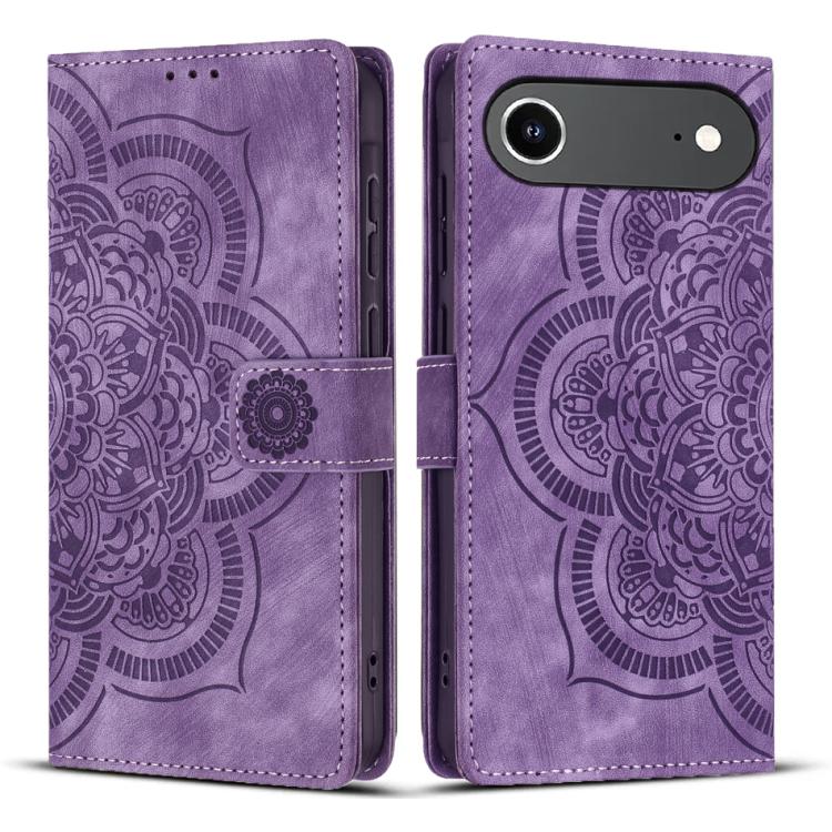 Mandala Embossed Retro Frosted Leather Phone Case, For iPhone Air, For iPhone 16 Pro Max, For iPhone 16 Pro, For iPhone 16 Plus
