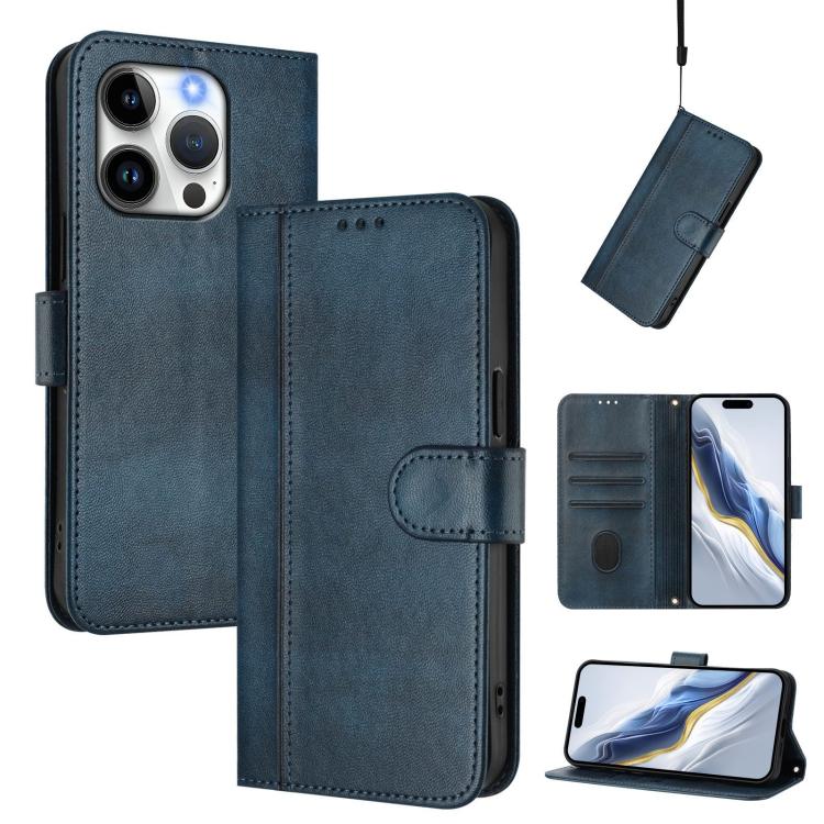 Line Splicing Buckle Retro Leather Phone Case, For iPhone 15 Pro Max, For iPhone 15 Pro, For iPhone 15 Plus