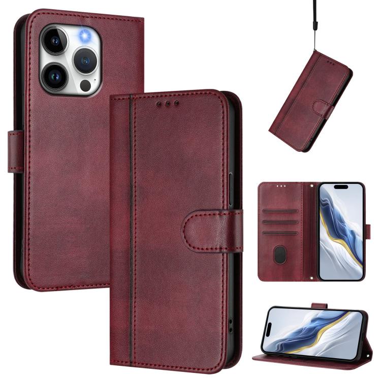 Line Splicing Buckle Retro Leather Phone Case, For iPhone 15 Pro Max, For iPhone 15 Pro, For iPhone 15 Plus