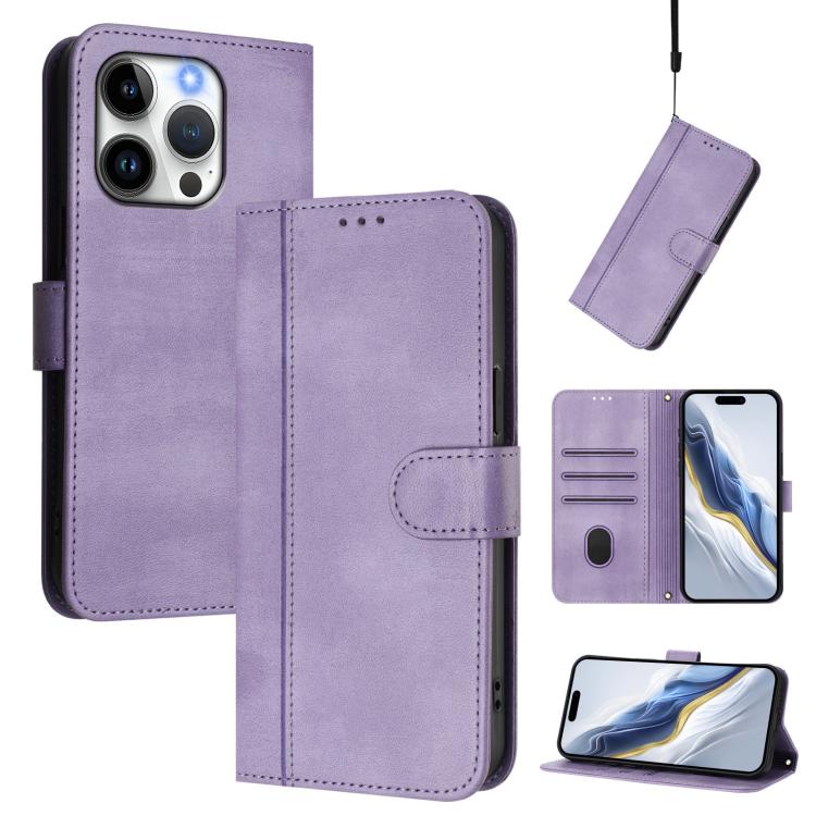 Line Splicing Buckle Retro Leather Phone Case, For iPhone 15 Pro Max, For iPhone 15 Pro, For iPhone 15 Plus
