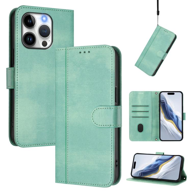 Line Splicing Buckle Retro Leather Phone Case, For iPhone 14 Pro, For iPhone 14 Pro Max, For iPhone 7 / 8 / SE 2022
