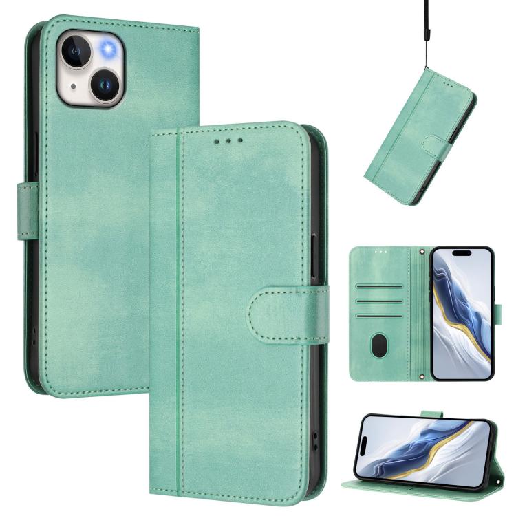 Line Splicing Buckle Retro Leather Phone Case, For iPhone 13 Pro Max, For iPhone 13 Pro, For iPhone 13 mini
