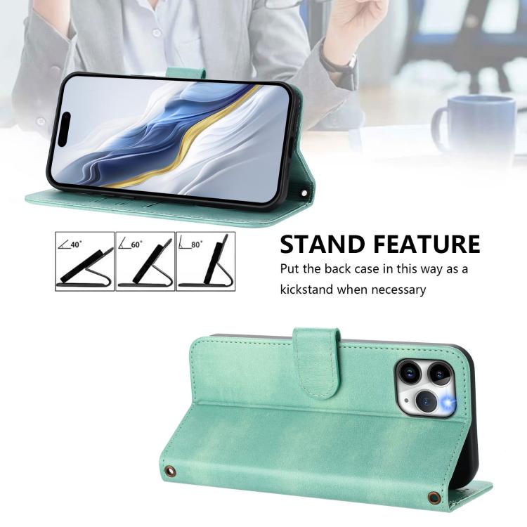Line Splicing Buckle Retro Leather Phone Case, For iPhone 11 Pro Max, For iPhone 11, For iPhone 11 Pro