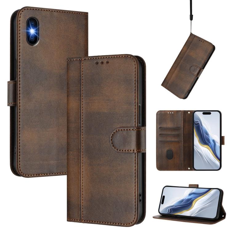 Line Splicing Buckle Retro Leather Phone Case, For iPhone X / XS, For iPhone XR, For iPhone XS Max