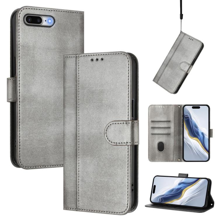 Line Splicing Buckle Retro Leather Phone Case, For iPhone 7 Plus / 8 Plus