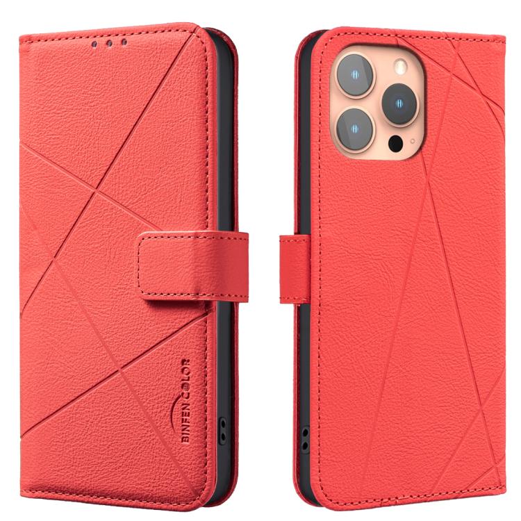Geometric Pattern RFID Leather Phone Case, For iPhone 15, For iPhone 13 / 14, For iPhone 14 Pro, For iPhone 14 Pro Max