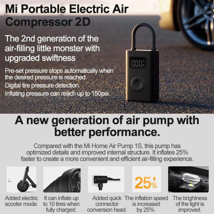 Xiaomi Mijia Air Pump 2D Portable Electric Air Compressor For Motorcycle Car Basketball, Mijia Air Pump 2D