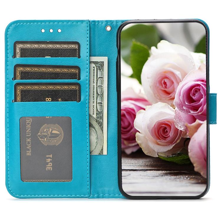 Rose Butterfly Embossed Leather Phone Case, For iPhone 17e / 16e, For iPhone 17 Pro Max, For iPhone 17 Pro, For iPhone 17