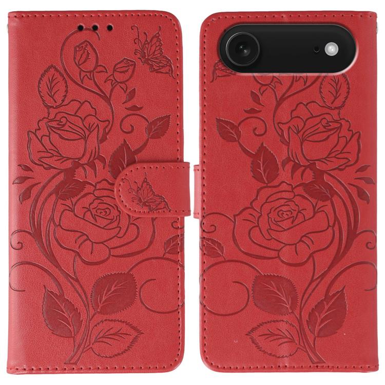 Rose Butterfly Embossed Leather Phone Case, For iPhone Air