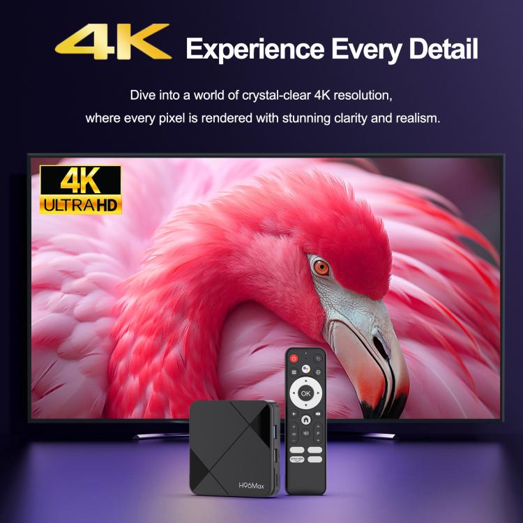 H96Max 4K UHD Android 14 Smart TV Box with Remote Control, RK3518 Quad-Core, 2GB+8GB, 2GB+16GB
