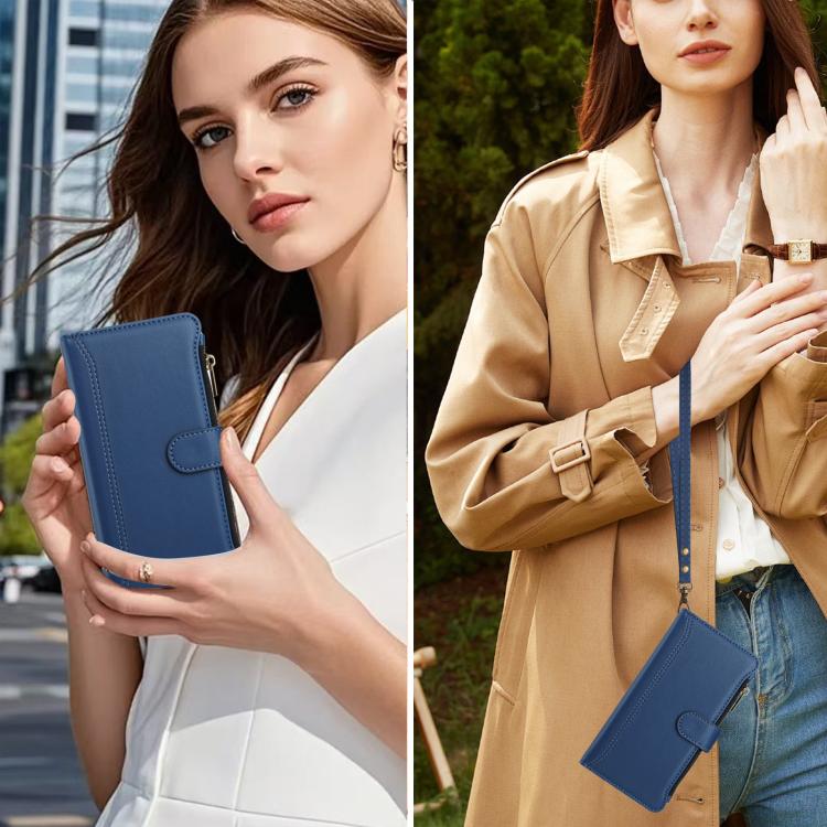 Magnetic Closure 9 Card Slots Zipper Leather Case with Hand Strap, For iPhone 11 Pro Max, For iPhone 11, For iPhone 11 Pro, For iPhone XS / X