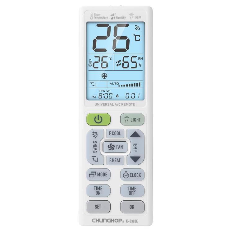 CHUNGHOP K-3302E Universal Air Conditioner Remote Control with Torch and LCD backlight, K-3302E