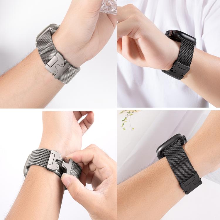 xDfind Umbrella Buckle Think Mesh Milanese Stainless Steel Watch Band, For Apple Watch 46mm / 49mm / 45mm / 44mm Think Mesh