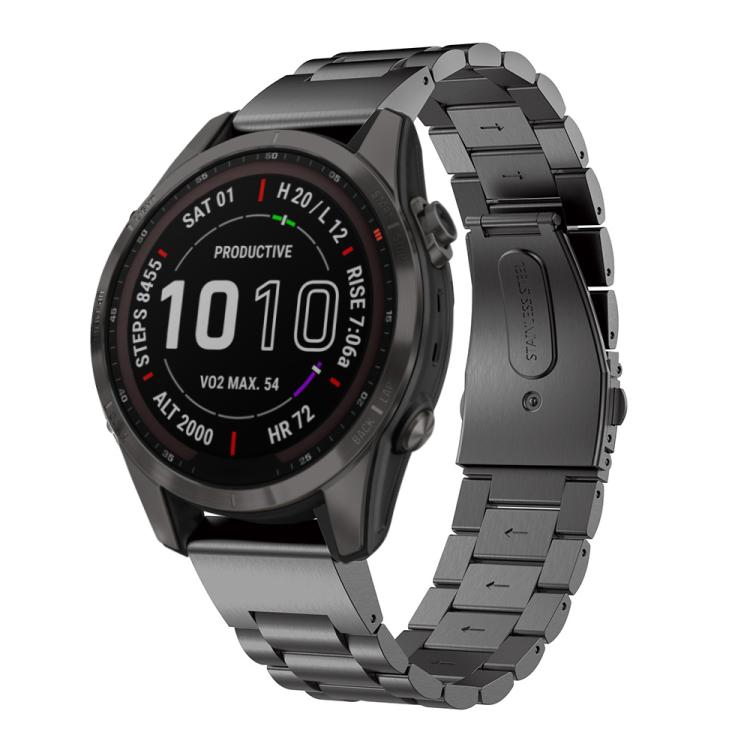 xDfind Three Beads Quick Release Metal Watch Band, For Garmin Fenix 8/7X/6X/5X 26mm, For Garmin Fenix 8/7/6/5 22mm, For Garmin Fenix 8/7S/6S/5S 20mm, For Garmin Forerunner 45/45S/Swim2, For Garmin Forerunner 220/735/735XT/230/235
