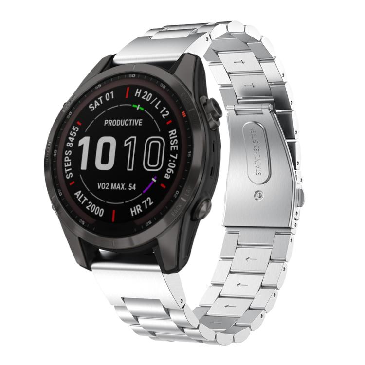 xDfind Three Beads Quick Release Metal Watch Band, For Garmin Fenix 8/7X/6X/5X 26mm, For Garmin Fenix 8/7/6/5 22mm, For Garmin Fenix 8/7S/6S/5S 20mm, For Garmin Forerunner 45/45S/Swim2, For Garmin Forerunner 220/735/735XT/230/235