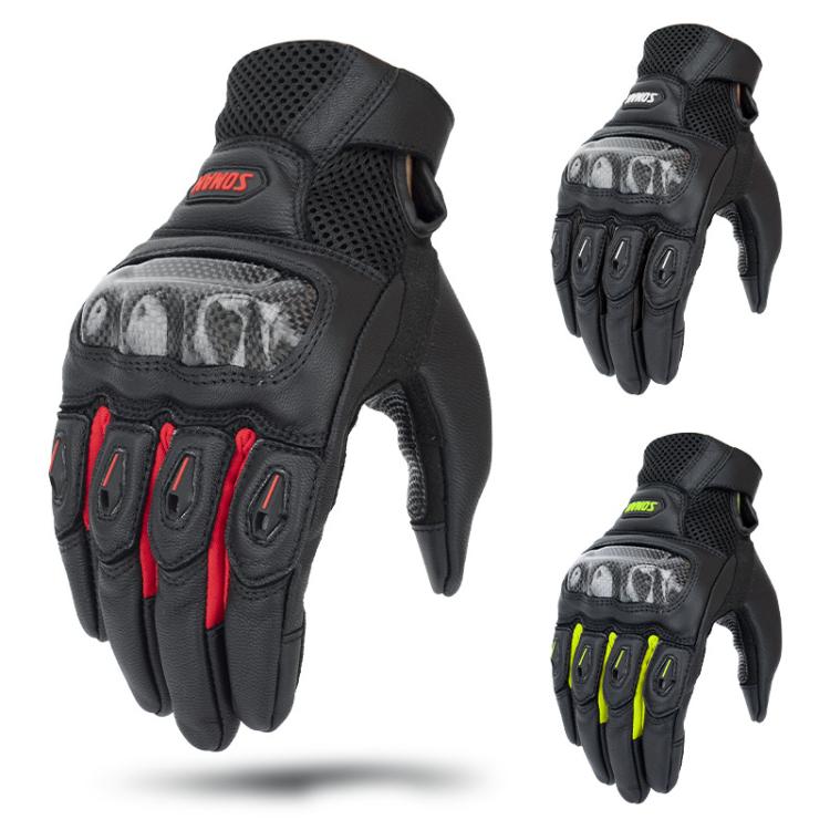 SOMAN  MG21 Motorcycle Sheepskin Carbon Fiber Gloves Off-road Riding Anti-slip Gloves, M, L, XL, XXL