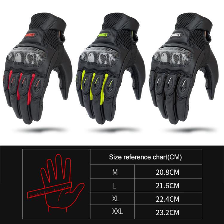SOMAN  MG21 Motorcycle Sheepskin Carbon Fiber Gloves Off-road Riding Anti-slip Gloves, M, L, XL, XXL