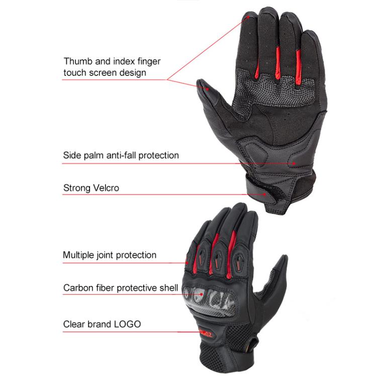 SOMAN  MG21 Motorcycle Sheepskin Carbon Fiber Gloves Off-road Riding Anti-slip Gloves, M, L, XL, XXL