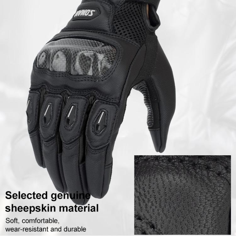 SOMAN  MG21 Motorcycle Sheepskin Carbon Fiber Gloves Off-road Riding Anti-slip Gloves, M, L, XL, XXL