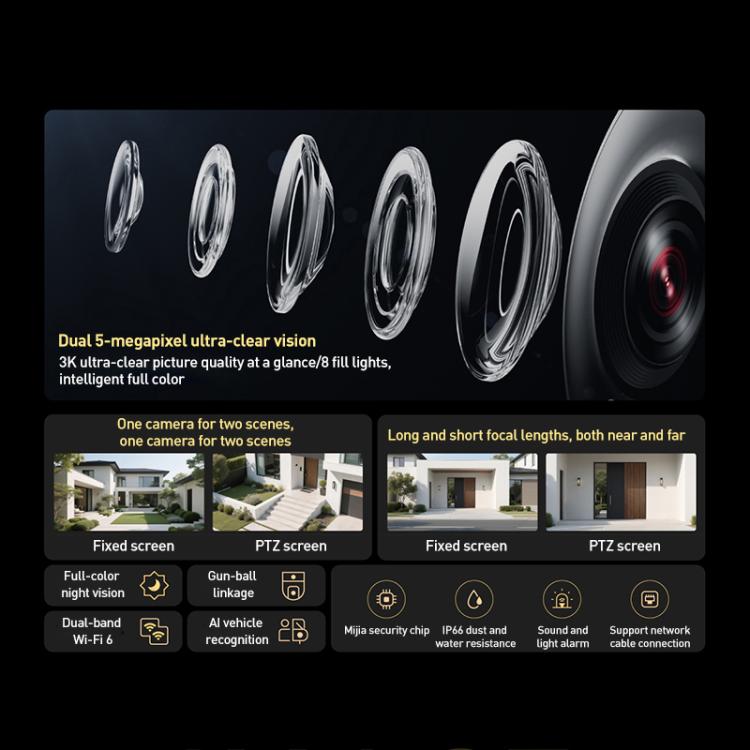 Original Xiaomi Outdoor Camera 4 MJSXJ10HL Dual 5MP 3K Ultra HD IP66 Waterproof, MJSXJ10HL