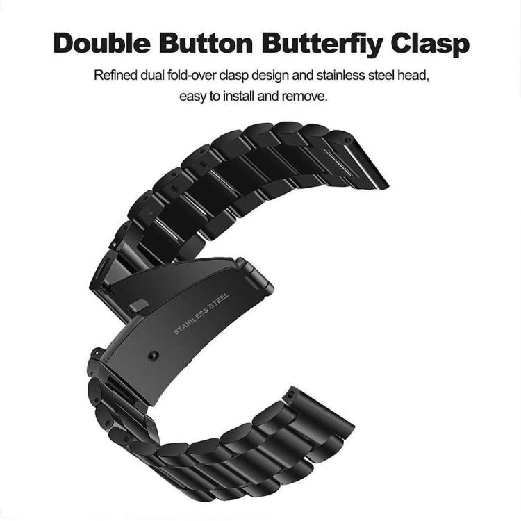 xDfind Three Beads Stainless Steel Watch Band, 14mm, 18mm, 20mm