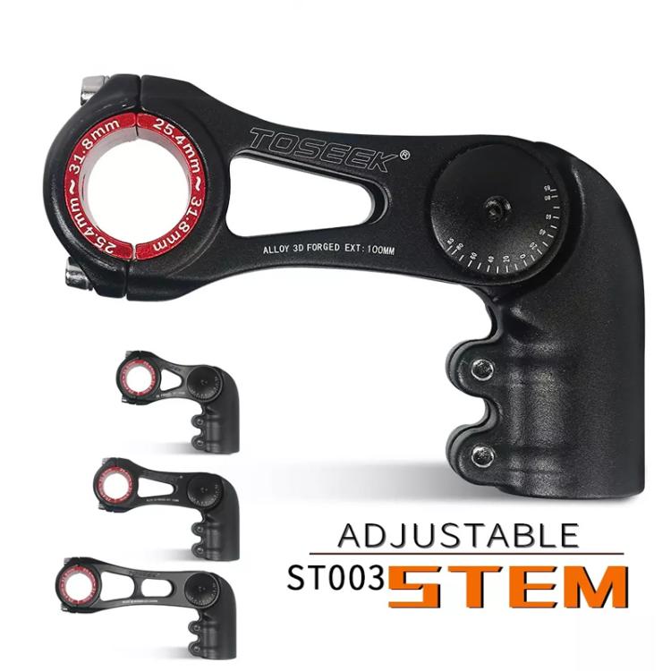 TOSEEK ST003 Aluminum Alloy Adjustable Angle Mountain Bike Stem, 80mm, 100mm, 130mm
