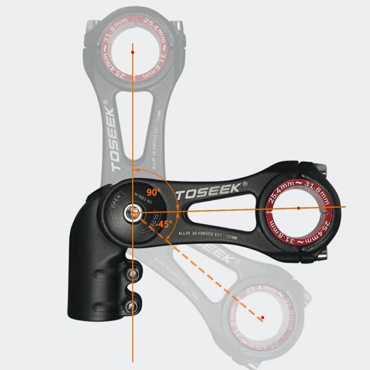 TOSEEK ST003 Aluminum Alloy Adjustable Angle Mountain Bike Stem, 80mm, 100mm, 130mm