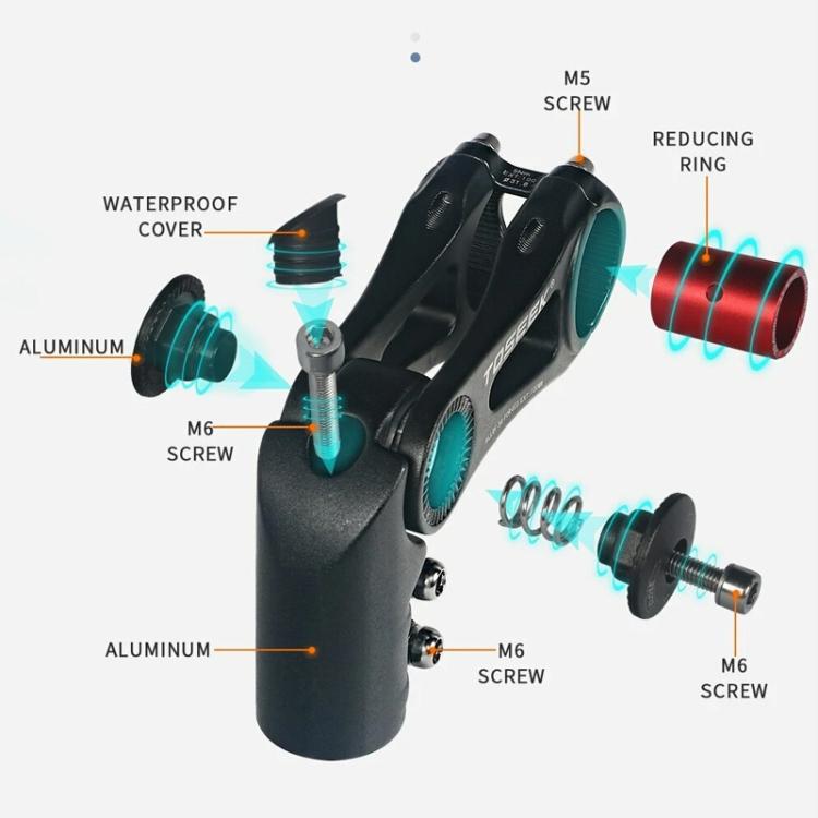 TOSEEK ST003 Aluminum Alloy Adjustable Angle Mountain Bike Stem, 80mm, 100mm, 130mm