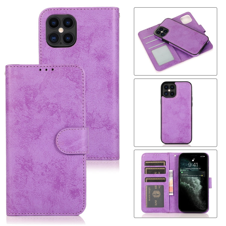 KLT888-2 Retro 2 in 1 Detachable Magnetic Horizontal Flip TPU + PU Leather Case with Holder & Card Slots & Photo Frame & Wallet, For iPhone 12 Pro Max