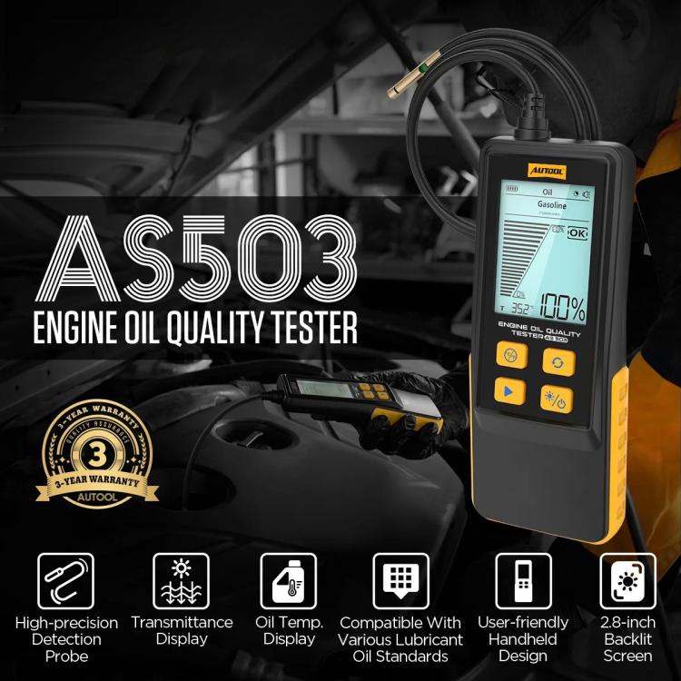AUTOOL AS503 2.8 inch Backlit Display Car Engine Oil Tester Lubricating Oil Quality Analyzer, AS503