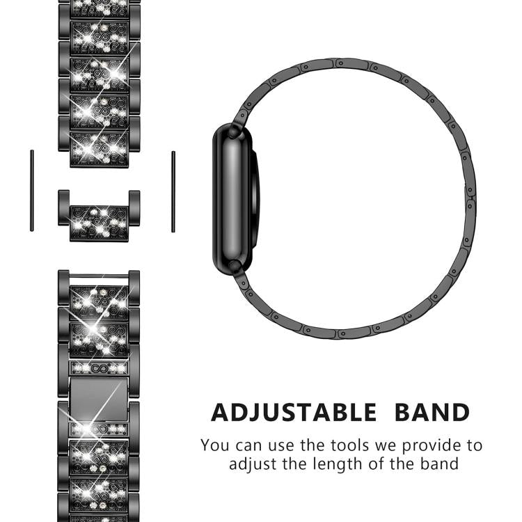 xDfind Diamond Jewelry Stainless Steel Watch Band, For Fitbit Charge 6 / 5 18mm, For Fitbit Versa 4 / 3 / Sense2 / 1 20mm, For Fitbit Inspire 2 / Ace 3 14mm, For Fitbit Charge 4 / 3 18mm