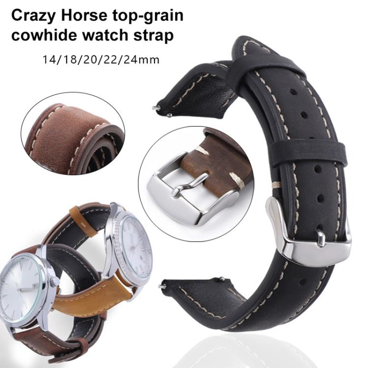 xDfind Retro Crazy Horse Texture Leather Watch Band, 24mm for Suunto 9 / 9 Baro / D5 / Core / 7, 14mm, 18mm
