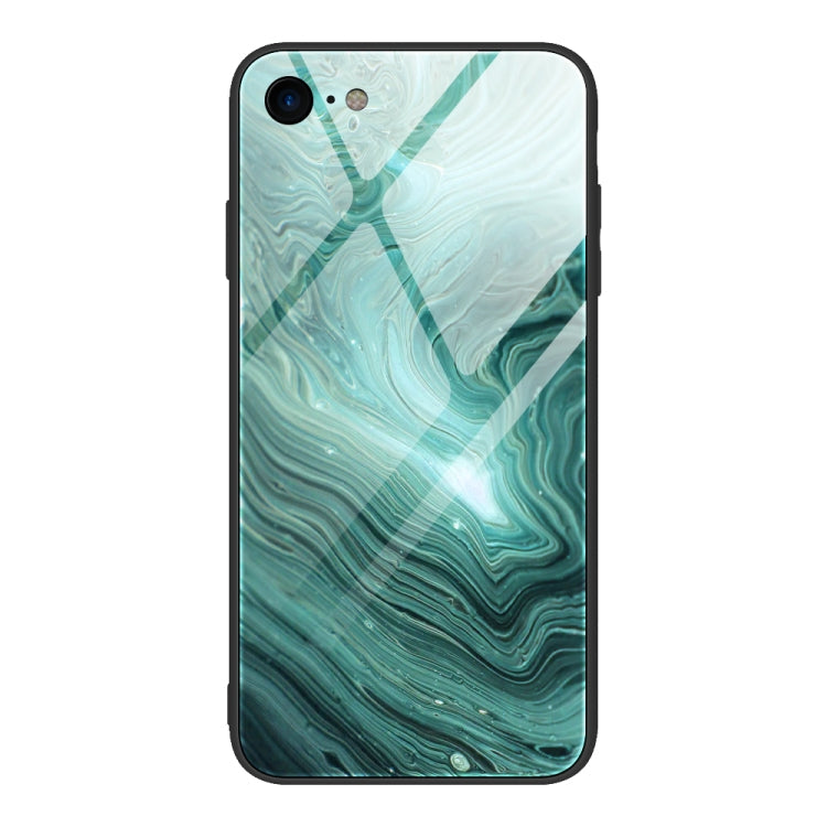 Marble Pattern Glass Protective Case, For iPhone SE 2022 / SE 2020 / 8 / 7, For iPhone X