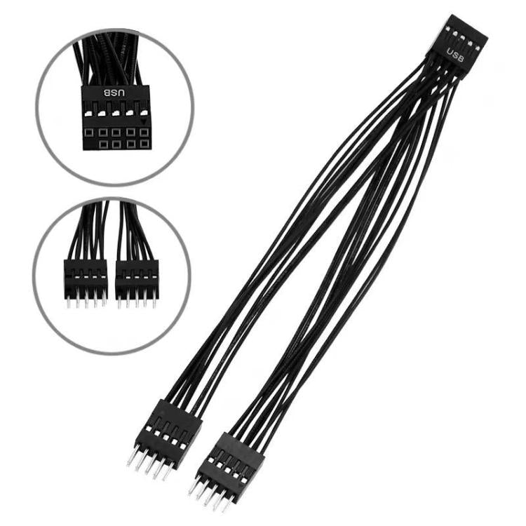 Desktop Computer Motherboard 2 in 1 9 Pin USB Adapter Extension Cable, 9 Pin