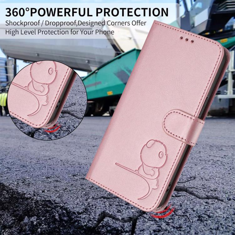 Litter Panda Embossing RFID Leather Phone Case with Lanyard, For iPhone 13 mini, For iPhone 12 / 12 Pro, For iPhone 12 Pro Max, For iPhone 12 mini