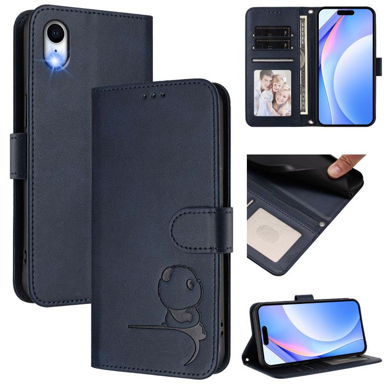 Litter Panda Embossing RFID Leather Phone Case with Lanyard, For iPhone XR, For iPhone XS Max, For iPhone 8 Plus / 7 Plus