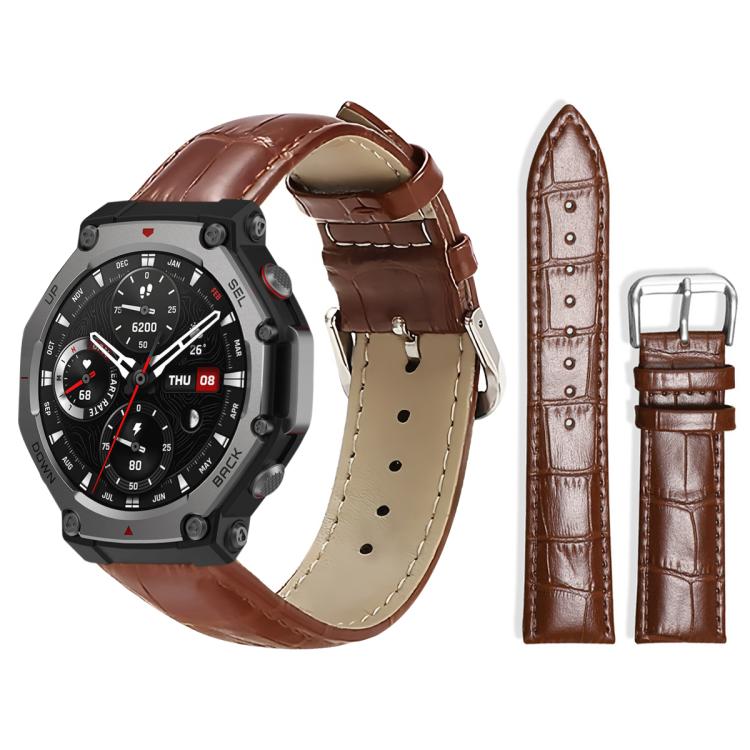 xDfind Bamboo Texture Pin Buckle Leather Watch Band, For Amazfit T-Rex3 22mm