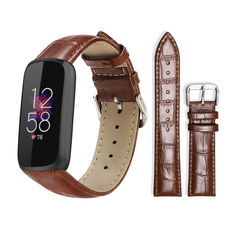 xDfind Bamboo Texture Pin Buckle Leather Watch Band, For Fitbit Charge 6 / 5 18mm, For Fitbit Inspire 3 12mm, For Fitbit Versa 4 / 3 / Sense2 / 1 20mm, For Fitbit Luxe / Special Edition 12mm
