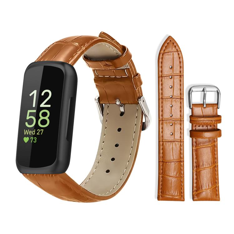 xDfind Bamboo Texture Pin Buckle Leather Watch Band, For Fitbit Charge 6 / 5 18mm, For Fitbit Inspire 3 12mm, For Fitbit Versa 4 / 3 / Sense2 / 1 20mm, For Fitbit Luxe / Special Edition 12mm