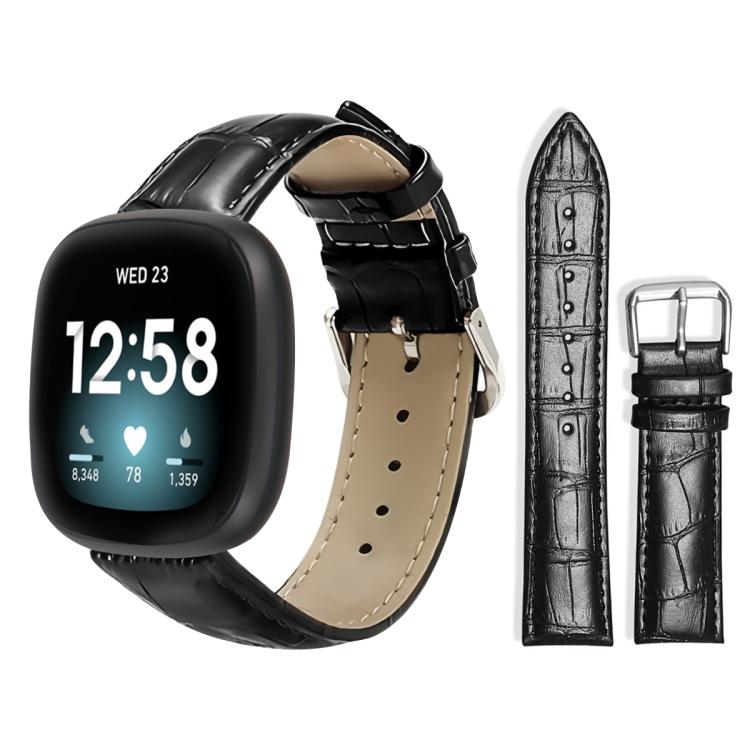 xDfind Bamboo Texture Pin Buckle Leather Watch Band, For Fitbit Charge 6 / 5 18mm, For Fitbit Inspire 3 12mm, For Fitbit Versa 4 / 3 / Sense2 / 1 20mm, For Fitbit Luxe / Special Edition 12mm