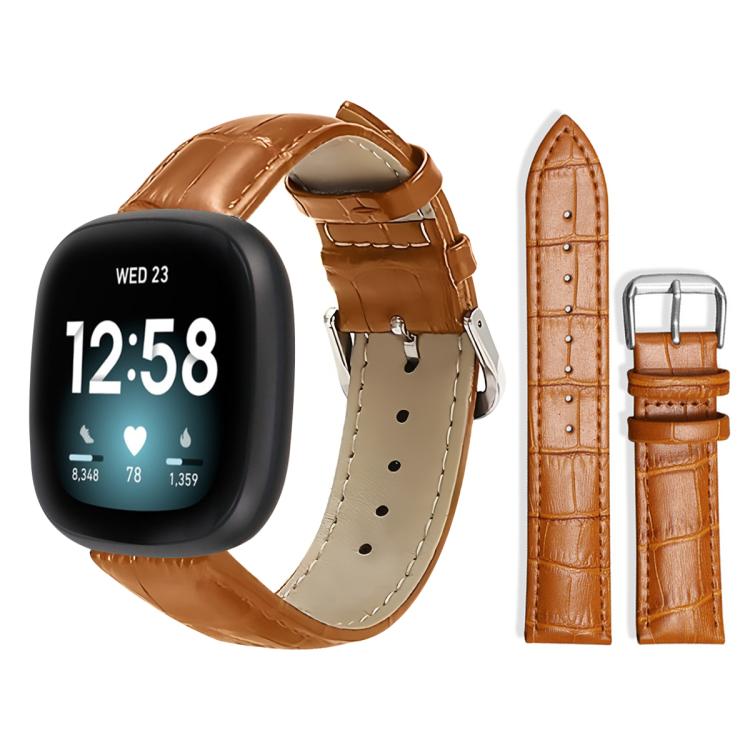 xDfind Bamboo Texture Pin Buckle Leather Watch Band, For Fitbit Charge 6 / 5 18mm, For Fitbit Inspire 3 12mm, For Fitbit Versa 4 / 3 / Sense2 / 1 20mm, For Fitbit Luxe / Special Edition 12mm