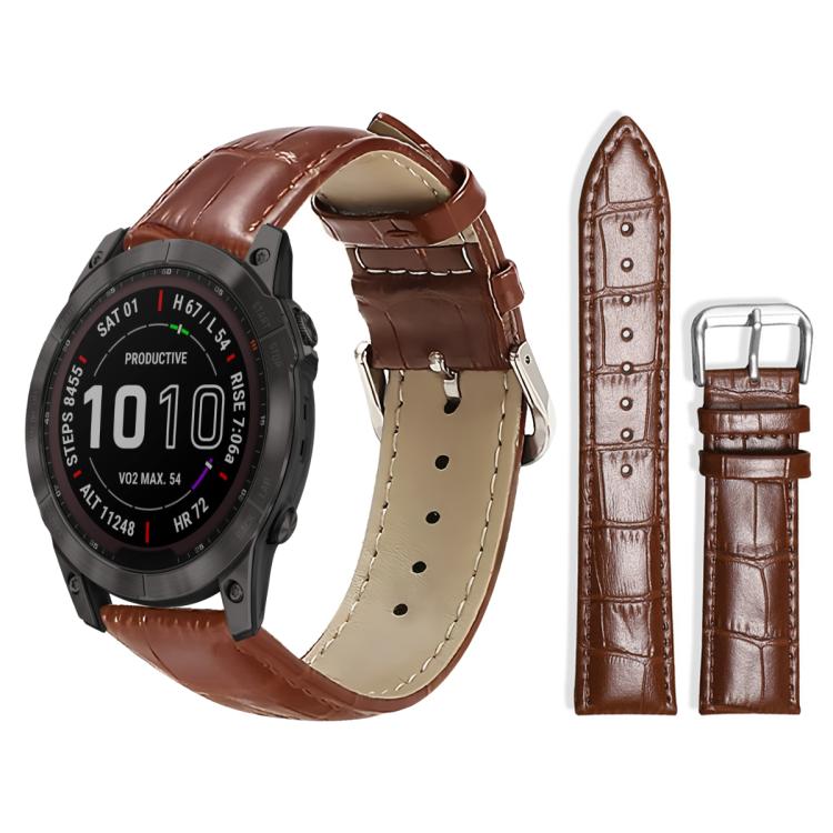 xDfind Bamboo Texture Pin Buckle Leather Watch Band, For Garmin Fenix 8/7X/6X/5X 26mm 22mm, For Garmin Fenix 8/7/6/5 22mm 20mm, For Garmin Fenix 8/7S/6S/5S 20mm 18mm, For Garmin Forerunner 45/45S/Swim2 18mm