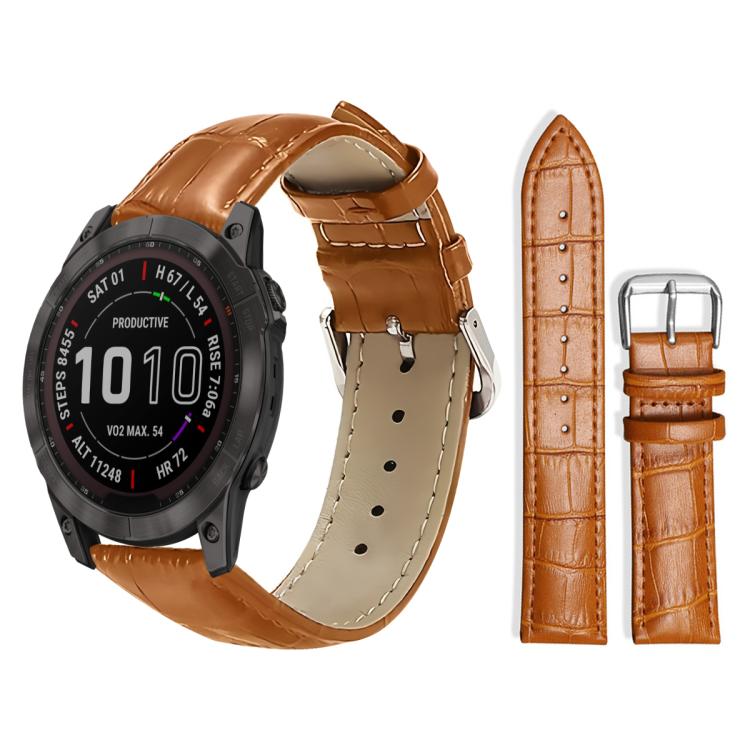 xDfind Bamboo Texture Pin Buckle Leather Watch Band, For Garmin Fenix 8/7X/6X/5X 26mm 22mm, For Garmin Fenix 8/7/6/5 22mm 20mm, For Garmin Fenix 8/7S/6S/5S 20mm 18mm, For Garmin Forerunner 45/45S/Swim2 18mm