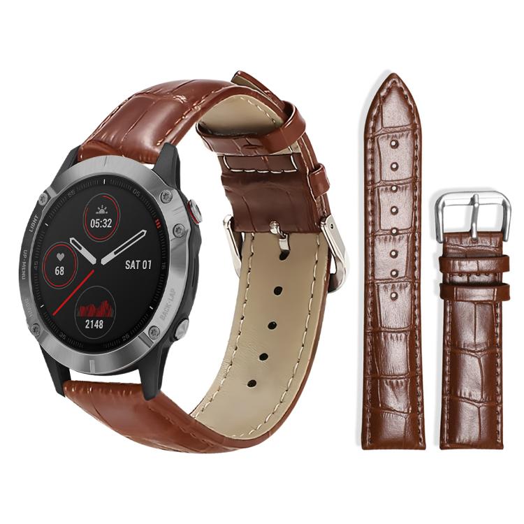 xDfind Bamboo Texture Pin Buckle Leather Watch Band, For Garmin Fenix 8/7X/6X/5X 26mm 22mm, For Garmin Fenix 8/7/6/5 22mm 20mm, For Garmin Fenix 8/7S/6S/5S 20mm 18mm, For Garmin Forerunner 45/45S/Swim2 18mm