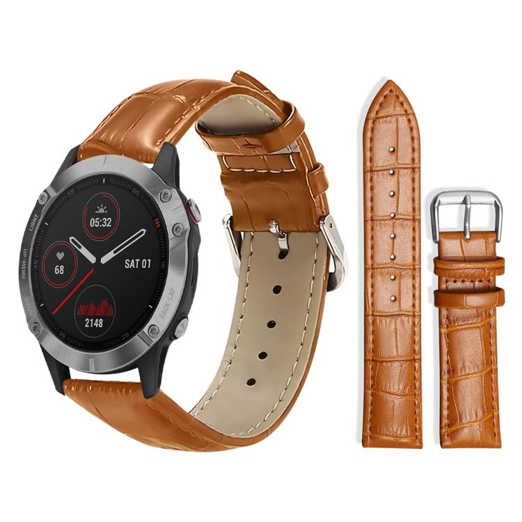 xDfind Bamboo Texture Pin Buckle Leather Watch Band, For Garmin Fenix 8/7X/6X/5X 26mm 22mm, For Garmin Fenix 8/7/6/5 22mm 20mm, For Garmin Fenix 8/7S/6S/5S 20mm 18mm, For Garmin Forerunner 45/45S/Swim2 18mm