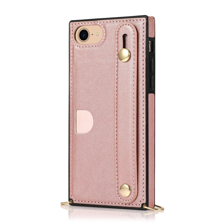 Wrist Strap PU+TPU Shockproof Protective Case with Crossbody Lanyard & Holder & Card Slot, For iPhone 6, For iPhone 7 / 8 / SE 2020, For iPhone 6 Plus, For iPhone 8 Plus / 7 Plus