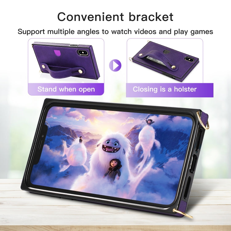 Wrist Strap PU+TPU Shockproof Protective Case with Crossbody Lanyard & Holder & Card Slot, For iPhone XS / X, For iPhone XR, For iPhone XS Max, For iPhone 11